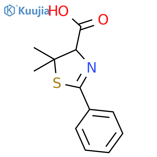 4-Thiazolecarboxylic acid, 4,5-dihydro-5,5-dimethyl-2-phenyl- structure