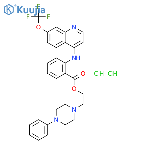2-(4-phenylpiperazin-1-yl)ethyl 2-{[7-(trifluoromethoxy)quinolin-4-yl]amino}benzoate dihydrochloride structure