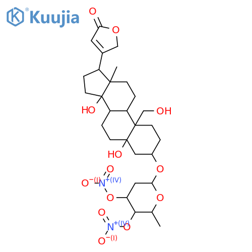 Card-20(22)-enolide, 3-[(2,6-dideoxy-3,4-di-O-nitro-β-D-ribo-hexopyranosyl)oxy]-5,14,19-trihydroxy-, (3β,5β)- (9CI) structure