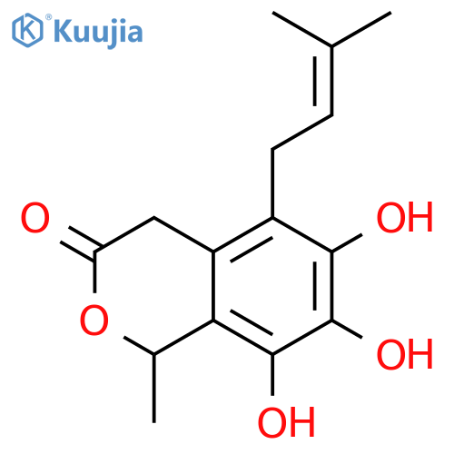 3H-2-Benzopyran-3-one,1,4-dihydro-6,7,8-trihydroxy-1-methyl-5-(3-methyl-2-butenyl)- structure