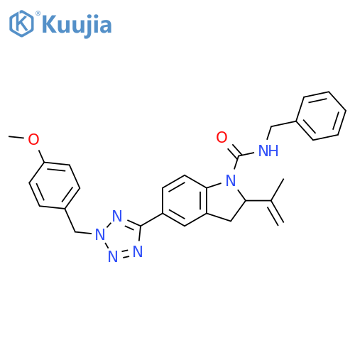 1H-Indole-1-carboxamide,2,3-dihydro-5-[2-[(4-methoxyphenyl)methyl]-2H-tetrazol-5-yl]-2-(1-methylethenyl)-N-(phenylmethyl)- structure