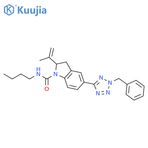 1H-Indole-1-carboxamide,N-butyl-2,3-dihydro-2-(1-methylethenyl)-5-[2-(phenylmethyl)-2H-tetrazol-5-yl]- structure