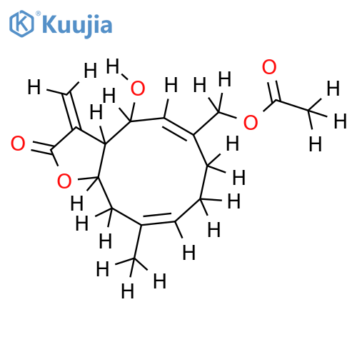 (3aS,5Z,9E)-6-acetoxymethyl-4c-hydroxy-10-methyl-3-methylene-(3ar,11at)-3a,4,7,8,11,11a-hexahydro-3H-cyclodeca[b]furan-2-one structure