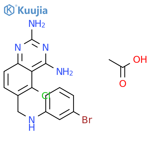 Acetic Acid;6-[(3-bromoanilino)methyl]-5-chloroquinazoline-2,4-diamine structure