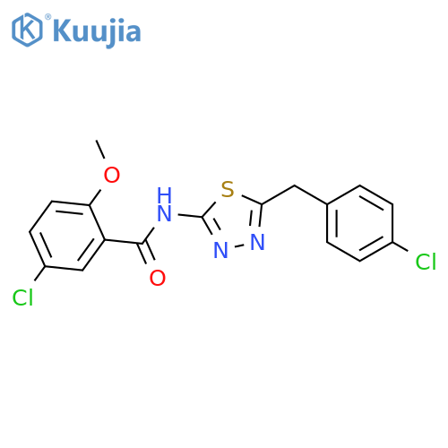 5-chloro-N-[5-(4-chlorobenzyl)-1,3,4-thiadiazol-2-yl]-2-methoxybenzamide structure