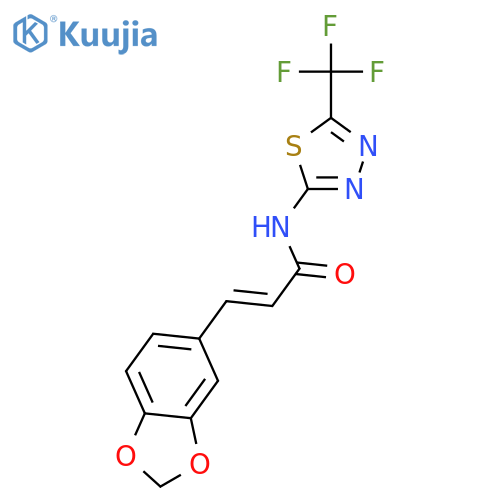 <br>(2E)-3-(1,3-benzodioxol-5-yl)-N-[5-(trifluoromethyl)-1,3,4-thiadiazol-2-yl] acrylamide structure