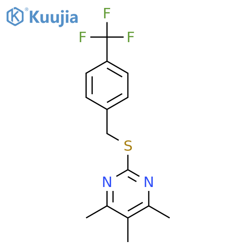 Pyrimidine, 4,5,6-trimethyl-2-[[[4-(trifluoromethyl)phenyl]methyl]thio]- structure