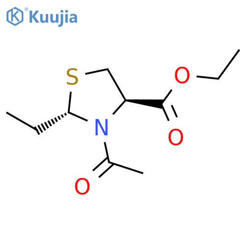4-Thiazolidinecarboxylic acid, 3-acetyl-2-ethyl-, ethyl ester, (2S,4R)- structure