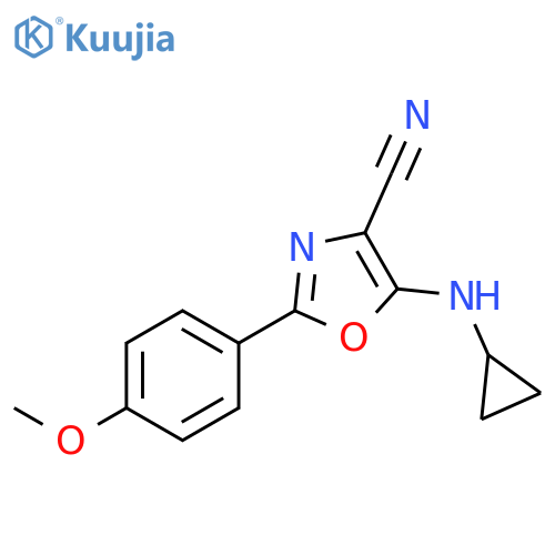 5-(cyclopropylamino)-2-(4-methoxyphenyl)-1,3-oxazole-4-carbonitrile structure