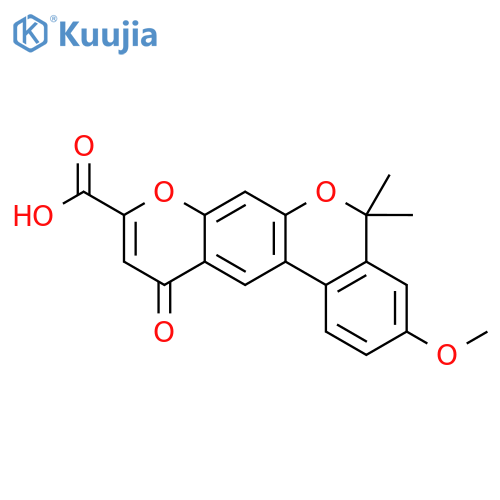 3-methoxy-5,5-dimethyl-11-oxo-5H,11H-benzo[c]pyrano[3,2-g]chromene-9-carboxylic acid structure