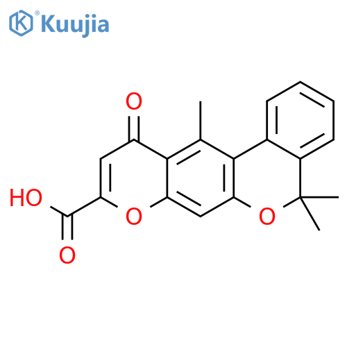 5H,11H-[2]Benzopyrano[4,3-g][1]benzopyran-9-carboxylic acid, 5,5,12-trimethyl-11-oxo- (9CI) structure