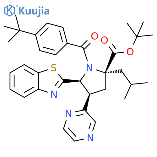 D-Proline,5-(2-benzothiazolyl)-1-[4-(1,1-dimethylethyl)benzoyl]-2-(2-methylpropyl)-4-pyrazinyl-, 1,1-dimethylethyl ester, (4R,5S)-rel- structure