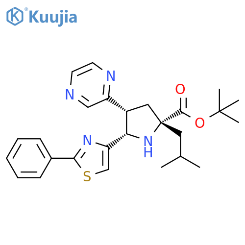 D-Proline, 2-(2-methylpropyl)-5-(2-phenyl-4-thiazolyl)-4-pyrazinyl-,1,1-dimethylethyl ester, (4R,5S)-rel- structure