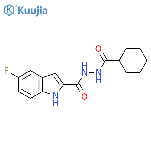 1H-INDOLE-2-CARBOXYLIC ACID, 5-FLUORO-, 2-(CYCLOHEXYLCARBONYL)HYDRAZIDE structure