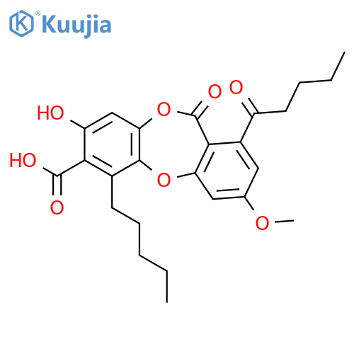 11H-Dibenzo[b,e][1,4]dioxepin-7-carboxylicacid, 8-hydroxy-3-methoxy-11-oxo-1-(1-oxopentyl)-6-pentyl- structure