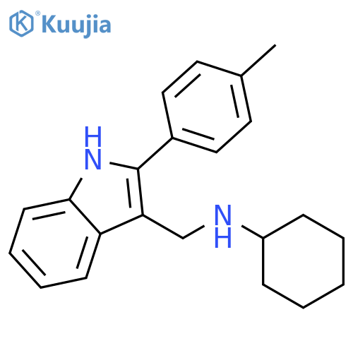 N-{[2-(4-methylphenyl)-1H-indol-3-yl]methyl}cyclohexanamine structure