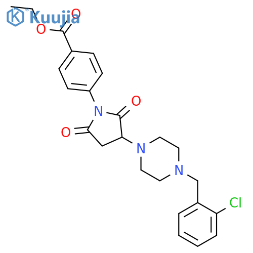 <br>4-{3-[4-(2-Chloro-benzyl)-piperazin-1-yl]-2,5-dioxo-pyrrolidin-1-yl}-benzoi c acid ethyl ester structure