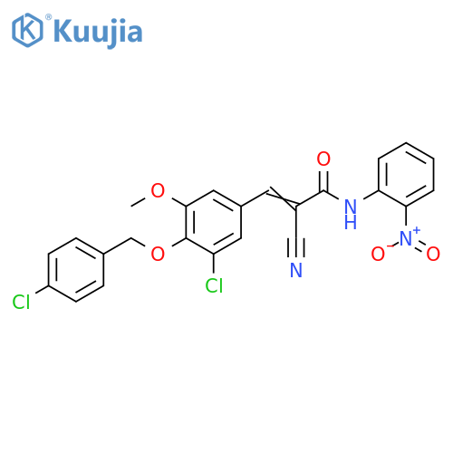 3-[3-Chloro-4-[(4-chlorophenyl)methoxy]-5-methoxyphenyl]-2-cyano-N-(2-nitrophenyl)-2-propenamide structure