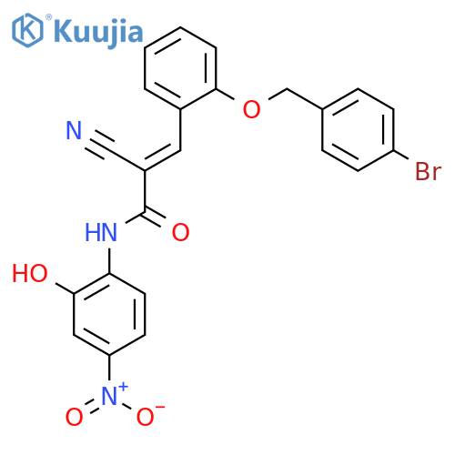 3-{2-[(4-bromophenyl)methoxy]phenyl}-2-cyano-N-(2-hydroxy-4-nitrophenyl)prop-2-enamide structure