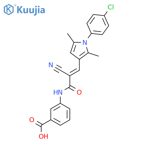 3-{3-[1-(4-chlorophenyl)-2,5-dimethyl-1H-pyrrol-3-yl]-2-cyanoprop-2-enamido}benzoic acid structure