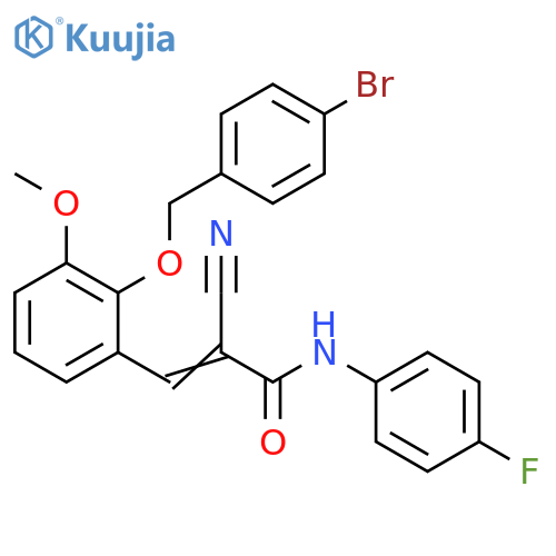 3-[2-[(4-Bromophenyl)methoxy]-3-methoxyphenyl]-2-cyano-N-(4-fluorophenyl)-2-propenamide structure