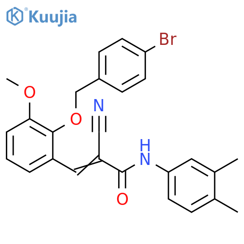 3-[2-[(4-Bromophenyl)methoxy]-3-methoxyphenyl]-2-cyano-N-(3,4-dimethylphenyl)-2-propenamide structure