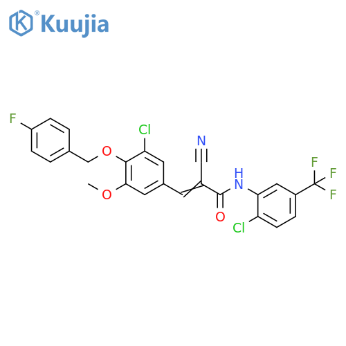 3-[3-Chloro-4-[(4-fluorophenyl)methoxy]-5-methoxyphenyl]-N-[2-chloro-5-(trifluoromethyl)phenyl]-2-cyano-2-propenamide structure
