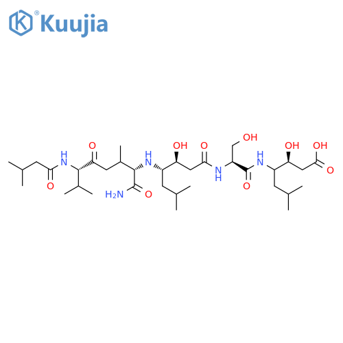 L-Valinamide,N-(3-methyl-1-oxobutyl)-L-valyl-N-[4-[[2-[[1-(2-carboxy-1-hydroxyethyl)-3-methylbutyl]amino]-1-(hydroxymethyl)-2-oxoethyl]amino]-2-hydroxy-1-(2-methylpropyl)-4-oxobutyl]-,[1S-[1R*,2R*,4[R*[R*(R*)]]]]- (9CI) structure