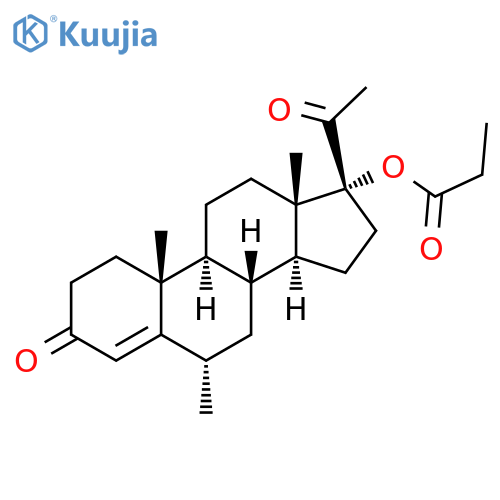 Pregn-4-ene-3,20-dione, 6-methyl-17-(1-oxopropoxy)-, (6.alpha.)- structure