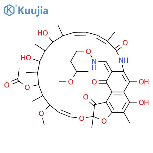 (8E,14E,24E)-5,6,17,19-tetrahydroxy-23-methoxy-8-{[(3-methoxybutoxy)amino]methylidene}-2,4,12,16,18,20,22-heptamethyl-1,9,11-trioxo-1,2,8,9-tetrahydro-2,7-(epoxypentadeca[1,11,13]trienoimino)naphtho[2,1-b]furan-21-yl acetate structure