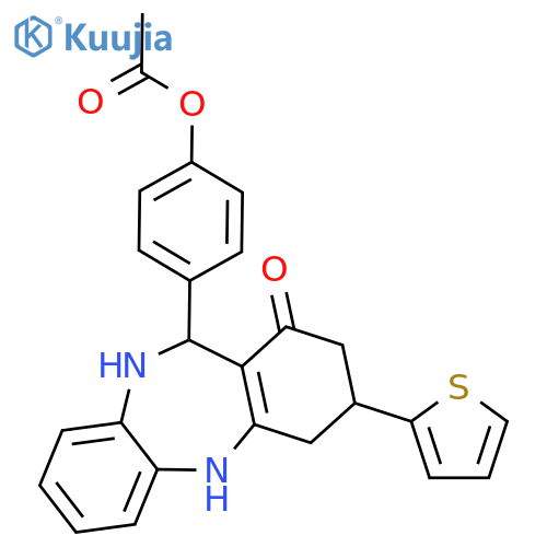 <br>4-[1-oxo-3-(2-thienyl)-2,3,4,5,10,11-hexahydro-1H-dibenzo[b,e][1,4]diazepin -11-yl]phenyl acetate structure