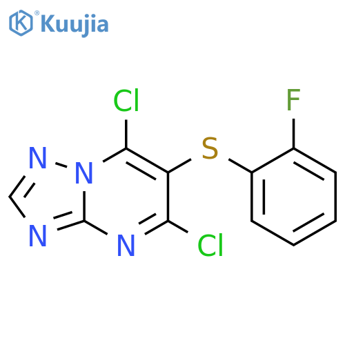 [1,2,4]Triazolo[1,5-a]pyrimidine, 5,7-dichloro-6-[(2-fluorophenyl)thio]- structure