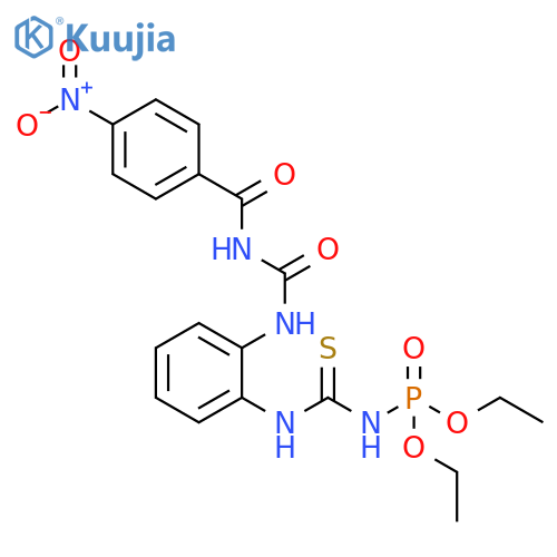 Phosphoramidic acid,[[[2-[[[(4-nitrobenzoyl)amino]carbonyl]amino]phenyl]amino]thioxomethyl]-, diethyl ester structure
