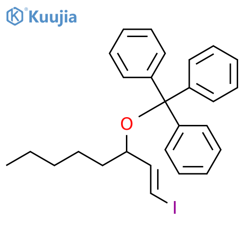 Benzene, 1,1',1''-[[[1-(2-iodoethenyl)hexyl]oxy]methylidyne]tris-, (E)- structure