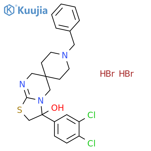 Spiro[piperidine-4,6'(7'H)-[5H]thiazolo[3,2-a]pyrimidin]-3'-ol,3'-(3,4-dichlorophenyl)-2',3'-dihydro-1-(phenylmethyl)-, hydrobromide (1:2) structure