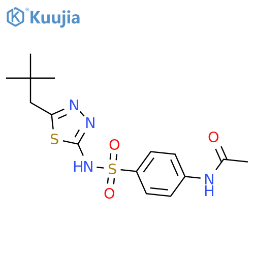 N-(4-{[(5-neopentyl-1,3,4-thiadiazol-2-yl)amino]sulfonyl}phenyl)acetamide structure
