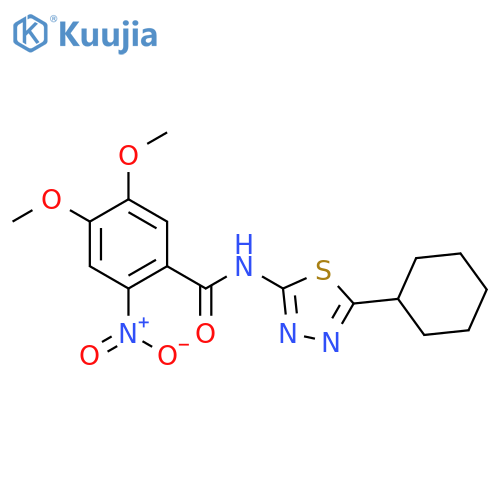 N-(5-cyclohexyl-1,3,4-thiadiazol-2-yl)-4,5-dimethoxy-2-nitrobenzamide structure