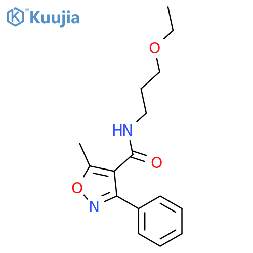 N-(3-ethoxypropyl)-5-methyl-3-phenyl-1,2-oxazole-4-carboxamide structure