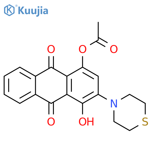 9,10-ANTHRACENEDIONE, 4-(ACETYLOXY)-1-HYDROXY-2-(4-THIOMORPHOLINYL)- structure