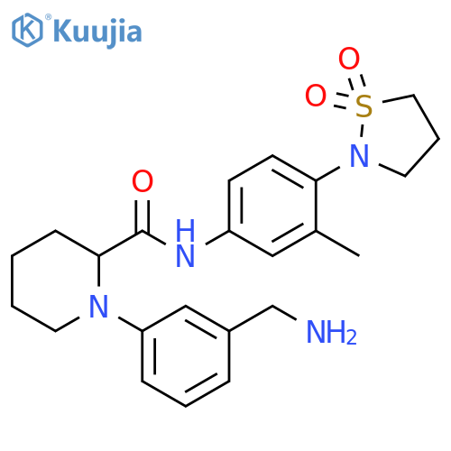 2-Piperidinecarboxamide,1-[3-(aminomethyl)phenyl]-N-[4-(1,1-dioxido-2-isothiazolidinyl)-3-methylphenyl]- structure