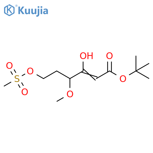 2-Hexenoic acid, 3-hydroxy-4-methoxy-6-[(methylsulfonyl)oxy]-,1,1-dimethylethyl ester structure
