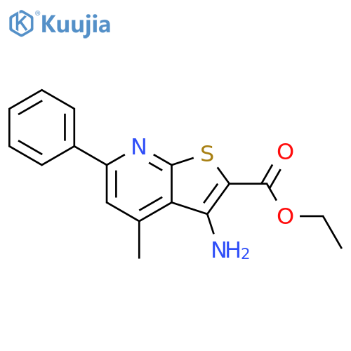 Thieno[2,3-b]pyridine-2-carboxylic acid, 3-amino-4-methyl-6-phenyl-,ethyl ester structure