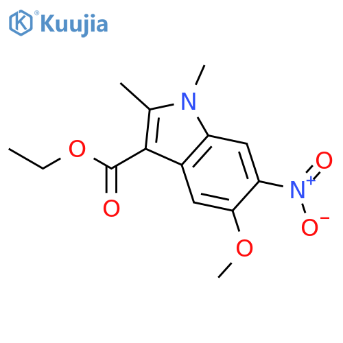 1H-INDOLE-3-CARBOXYLIC ACID, 5-METHOXY-1,2-DIMETHYL-6-NITRO-, ETHYL ESTER structure