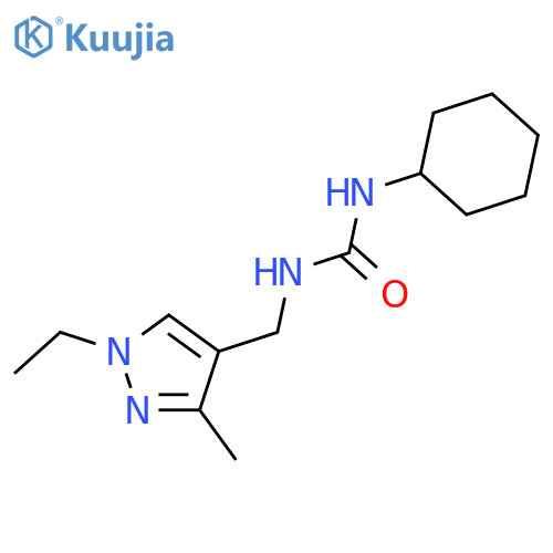 1-cyclohexyl-3-[(1-ethyl-3-methyl-1H-pyrazol-4-yl)methyl]urea structure