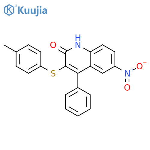 3-[(4-methylphenyl)sulfanyl]-6-nitro-4-phenylquinolin-2(1H)-one structure