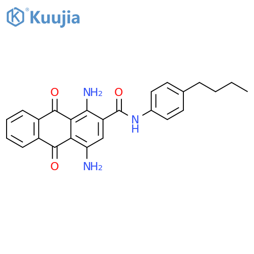 1,4-diamino-N-(4-butylphenyl)-9,10-dioxo-9,10-dihydroanthracene-2-carboxamide structure