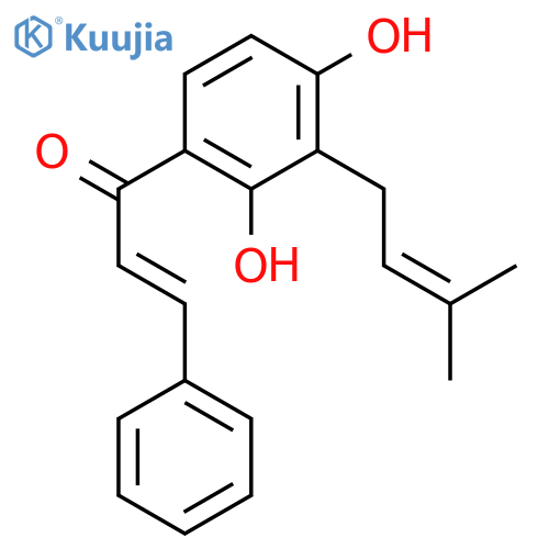 (2E)-1-[2,4-dihydroxy-3-(3-methylbut-2-en-1-yl)phenyl]-3-phenylprop-2-en-1-one structure