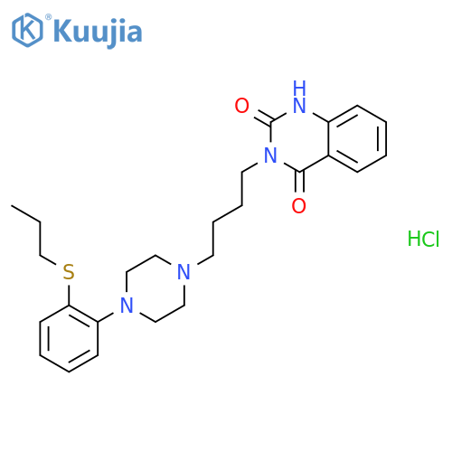 3-(4-{4-[2-(propylsulfanyl)phenyl]piperazin-1-yl}butyl)quinazoline-2,4(1H,3H)-dione hydrochloride (1:1) structure