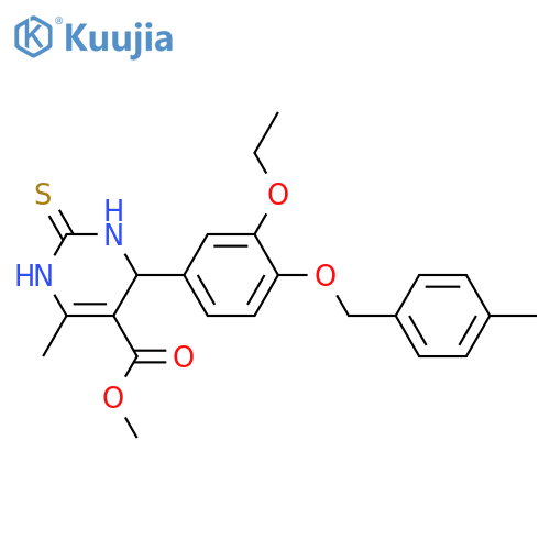 methyl 4-{3-ethoxy-4-(4-methylphenyl)methoxyphenyl}-6-methyl-2-sulfanylidene-1,2,3,4-tetrahydropyrimidine-5-carboxylate structure