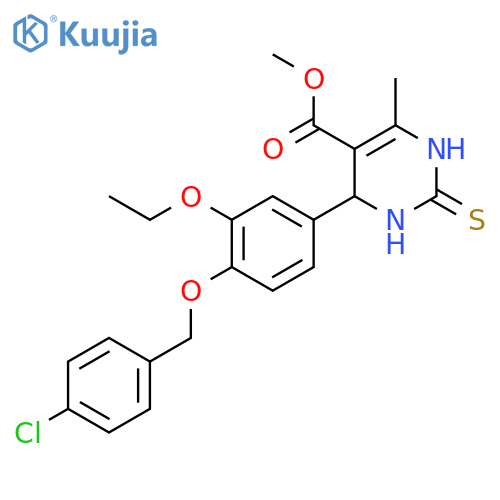 methyl 4-{4-(4-chlorophenyl)methoxy-3-ethoxyphenyl}-6-methyl-2-sulfanylidene-1,2,3,4-tetrahydropyrimidine-5-carboxylate structure